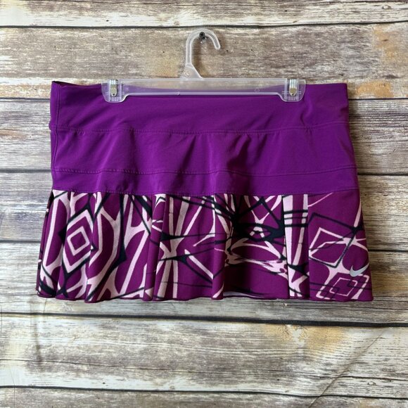 Nike Dri Fit Tennis Skirt Skort XL Extra Large Purple Printed Skort Built in Sho - Picture 2 of 4